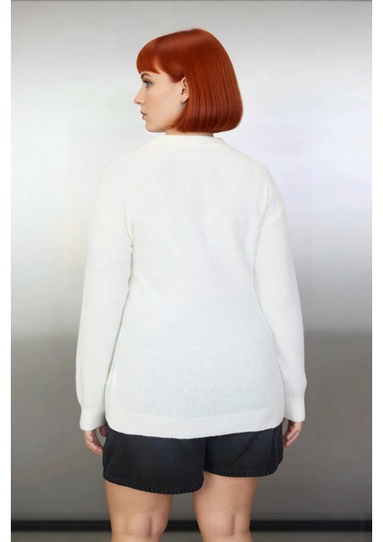 Kadınlar Için Konforlu Regular Kalıp Düz Trok Detaylı Uzun Kollu Triko Bisiklet Yaka Kazak modelleri