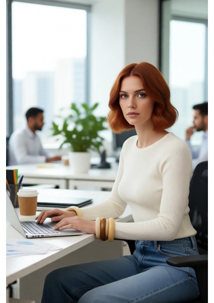 Kadın Modern Fitted Ekru Triko Üst Bisiklet Yaka Ince Yapılı Günlük Şıklık Için Rahat Seçim fırsatları