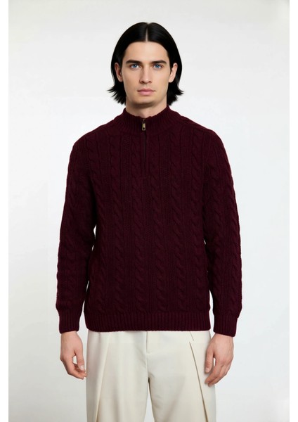 Unisex Modern Regular Fit Fermuarlı Saç Örgü Kalın Triko Kazak Soğuk Günlerde Sıcaklık ve Stil fiyatları