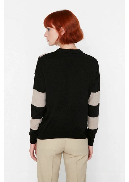 Kadın Düşük Kol Bisiklet Yaka Triko Kazak Renk Bloklu Tasarımıyla Kış Kombinleri Için Kaliteli fiyatları