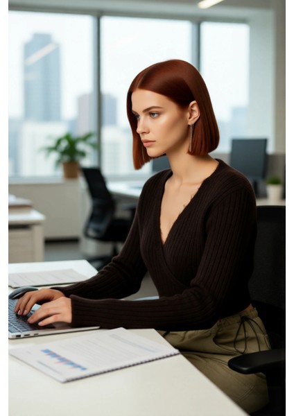 Kadın Antrasit Crop Boy Fitted Kruvaze Triko Kazak Günlük Şıklık ve Konforu Kış Sezonuna Taşır