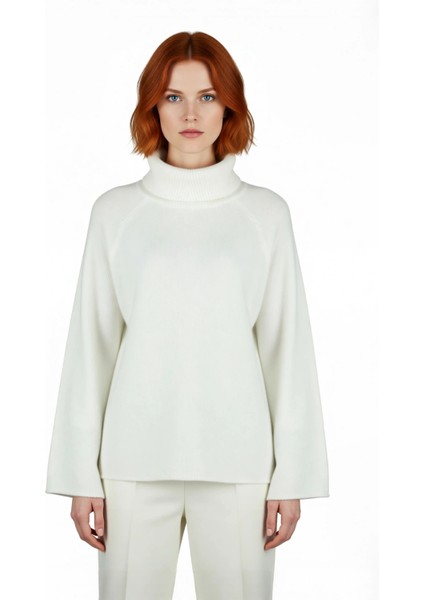 Kadın Balıkçı Yaka Oversize Reglan Kol Triko Kazak Günlük Kullanım Için Sıcak Tutan Rahat Bir Stil fiyatları