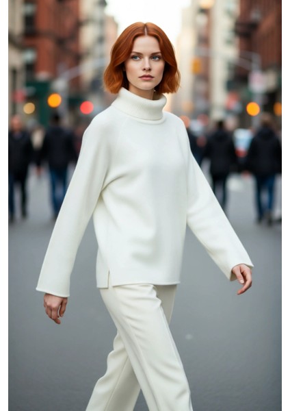 Kadın Balıkçı Yaka Oversize Reglan Kol Triko Kazak Günlük Kullanım Için Sıcak Tutan Rahat Bir Stil fırsatları