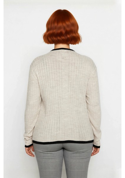 Kadın Basic Siluet Ince Akrilik Dokuma Fitilli Dik Yaka Triko Kazak Standart Uzun Kollu Model modelleri