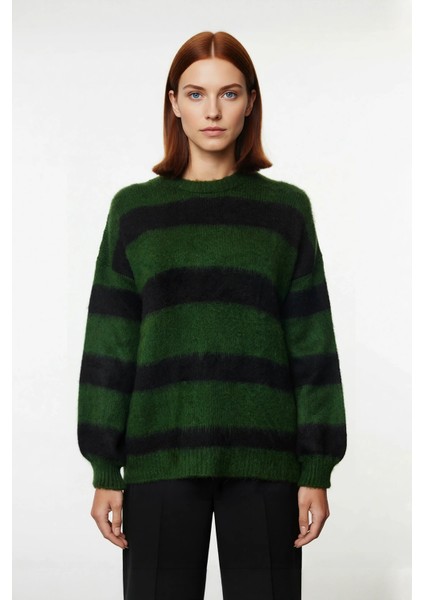 Kadın Düşük Kol Çizgili Triko Kazak Modern Oversize Kesim Günlük Şıklık Için Sonbahar Kış Kaliteli fiyatları