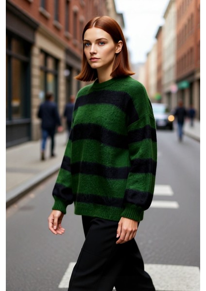 Kadın Düşük Kol Çizgili Triko Kazak Modern Oversize Kesim Günlük Şıklık Için Sonbahar Kış Kaliteli fırsatları