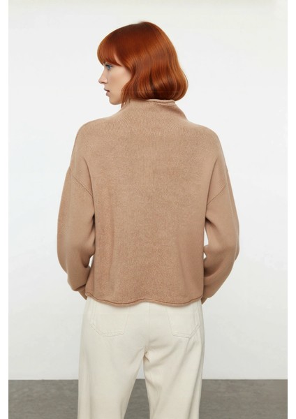 Kadın Triko Oversize Dik Yaka Kazak Uzun Düşük Kol Kışlık ve Sonbaharlık Günlük Şık Giyim Kaliteli modelleri