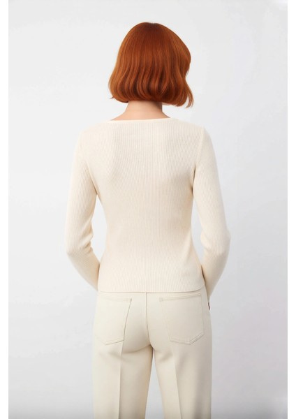 Kadın Bisiklet Yaka Iç Içe Görünümlü Fitted Triko Bluz Uzun Kollu Gündelik Şıklık Için Ideal Seçim modelleri