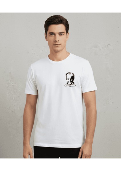Atatürk’ün Çizgisi – Özel Tasarım Baskılı Tişört Beyaz %100 Pamuklu modelleri