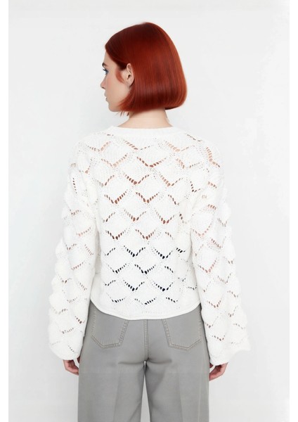 Kadın Ajurlu Oversize Bisiklet Yaka Triko Kazak Modern ve Rahat Stil Için Kışlık Seçim Kaliteli modelleri