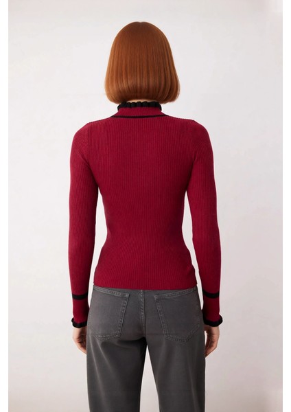 Kadın Akrilik Dokuma Dik Yaka Fitilli Triko Kazak Kış Sezonu Için Özel Tasarım Rahat ve Şık Görünüm modelleri