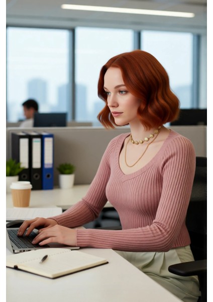 Kadın Super Crop Boy Triko V Yaka Kazak Fitted Kesim Reglan Kol Fitilli Doku Basic Tarz Casual