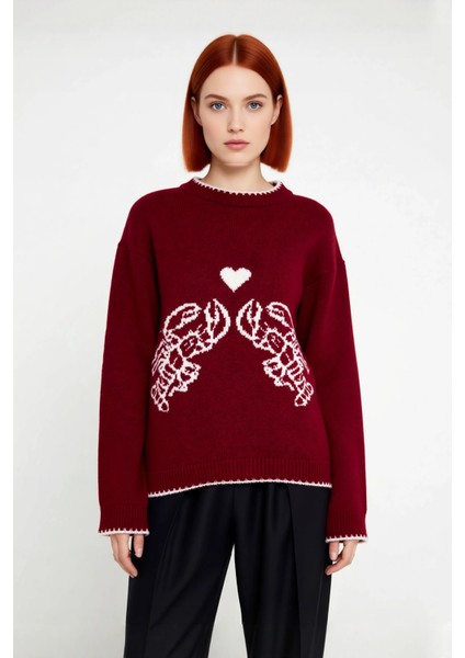 Kadın Bisiklet Yaka Düşük Kollu Intersia Dokuma Regular Boy Triko Kazak Kışlık Kombinlerin Gözdesi fiyatları