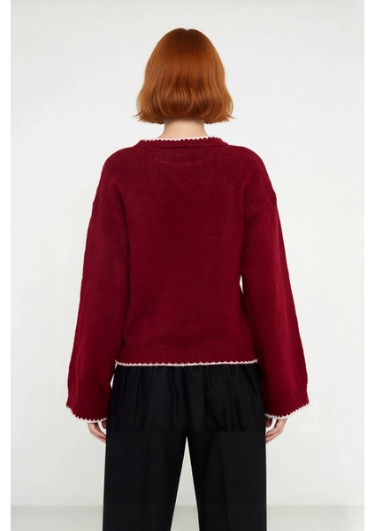 Kadın Bisiklet Yaka Düşük Kollu Intersia Dokuma Regular Boy Triko Kazak Kışlık Kombinlerin Gözdesi modelleri