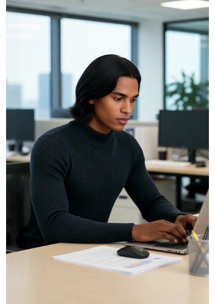 Erkek Fitted Dik Yaka Uzun Kol Triko Kazak Günlük Şıklık ve Konfor Için Ideal Seçim Kaliteli