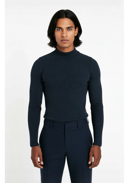 Erkek Fitted Dik Yaka Uzun Kol Triko Kazak Günlük Şıklık ve Konfor Için Ideal Seçim Kaliteli fiyatları