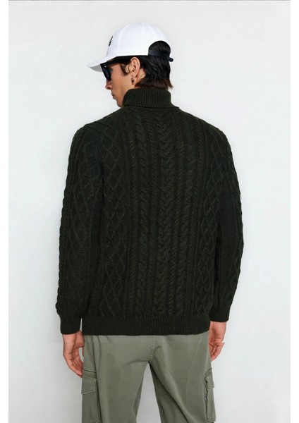 Erkek Balıkçı Yaka Saç Örgü Desenli Kalın Triko Fitted Kalıp Standart Kol Günlük Kazak Kaliteli modelleri