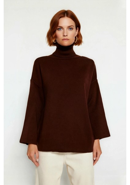 Kadınlar Için Konforlu Oversize Basic Düşük Kol Balıkçı Yaka Triko Kazak Kış Günleri Şıklığı fiyatları