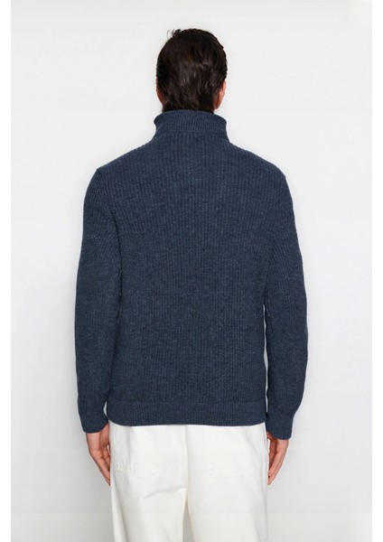 Erkek Casual Giyim Için Ideal Regular Fit Düz Desen Fermuarlı Balıkçı Yaka Kalın Triko Kazak modelleri