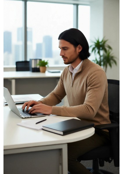 Erkek Casual Şık Regular Fit Pamuk Akrilik Triko Yarım Balıkçı Fermuarlı Kazak Kış Için Kaliteli