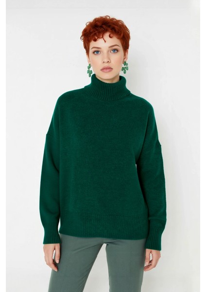 Kadın Günlük Oversize Düşük Kol Dik Yaka Uzun Triko Kazak Kışlık Şık Basic Rahatlık Sunar Kaliteli fiyatları