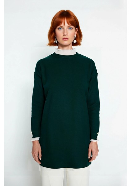 Kadın Feminine Persona Kışlık Regular Kalıp Düşük Kol Pike Dokuma Düz Desen Tunik Kazak Modeli fiyatları