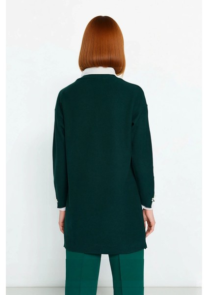 Kadın Feminine Persona Kışlık Regular Kalıp Düşük Kol Pike Dokuma Düz Desen Tunik Kazak Modeli modelleri