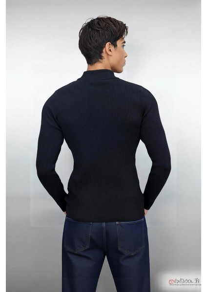 Erkek Fitted Dik Yaka Uzun Kol Triko Kazak Günlük Şıklık ve Konfor Için Ideal Seçim Kaliteli modelleri