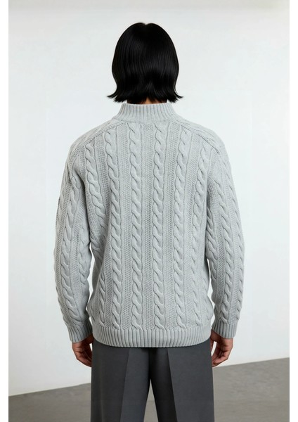 Unisex Modern Regular Fit Fermuarlı Saç Örgü Kalın Triko Kazak Soğuk Günlerde Sıcaklık ve Stil modelleri