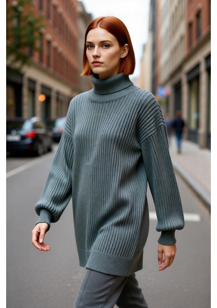 Kadın Relaxed Balıkçı Yaka Uzun Kollu Düz Selanik Örgü Triko Kazak Soğuk Havalar Için Kaliteli fırsatları