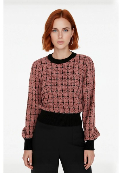 Kadın Basic Siluet Pike Dokuma Uzun Kollu Cepsiz Bisiklet Yaka Triko Kazak Günlük Şıklık Kaliteli