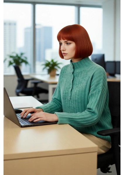 Kadın Dik Yaka Oversize Kalıp Düz Renk Düşük Kol Triko Kazak Soğuk Havalarda Konforlu ve Modern fırsatları