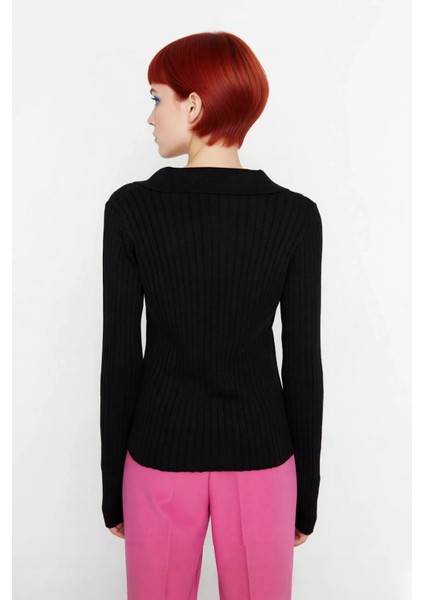 Kadınlar Için Uzun Kollu Regular Fitilli Triko Kazak Polo Yaka Detaylı Kışlık Şık Görünüm Kaliteli modelleri