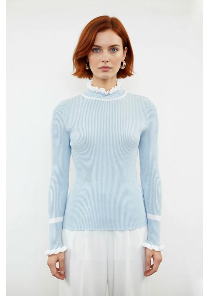 Kadın Akrilik Dokuma Dik Yaka Fitilli Triko Kazak Kış Sezonu Için Özel Tasarım Rahat ve Şık Görünüm fiyatları