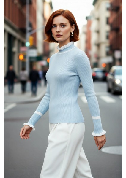 Kadın Akrilik Dokuma Dik Yaka Fitilli Triko Kazak Kış Sezonu Için Özel Tasarım Rahat ve Şık Görünüm fırsatları