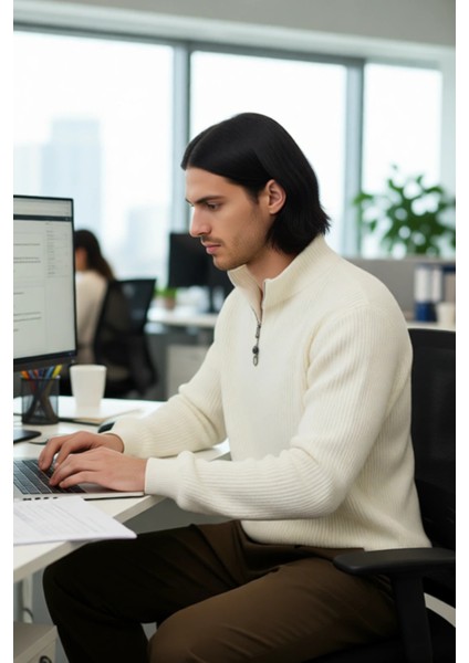 Erkek Basic Regular Fit Fermuarlı Dik Yaka Selanik Örgü Triko Kazak Günlük Stilinize Modern Dokunuş.