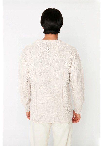 Erkek Basic Oversize Kalın Saç Örgülü Bisiklet Yaka Kazak Rahat ve Stil Sahibi Kombinler Kaliteli modelleri