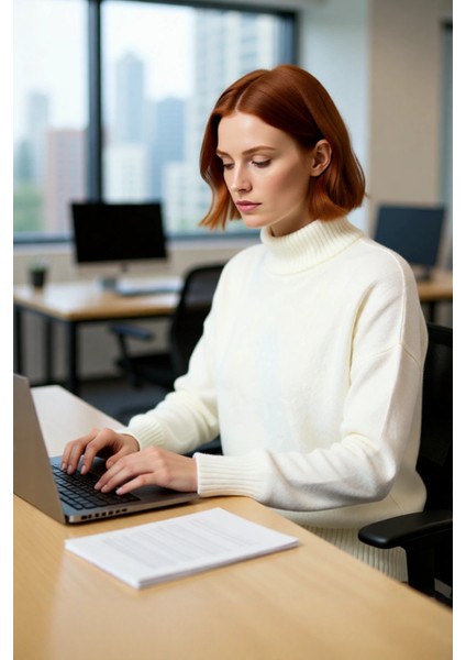 Kadın Günlük Oversize Düşük Kol Dik Yaka Uzun Triko Kazak Kışlık Şık Basic Rahatlık Sunar Kaliteli