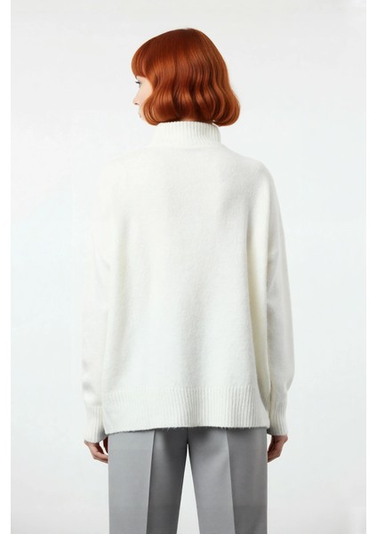 Kadın Günlük Oversize Düşük Kol Dik Yaka Uzun Triko Kazak Kışlık Şık Basic Rahatlık Sunar Kaliteli modelleri