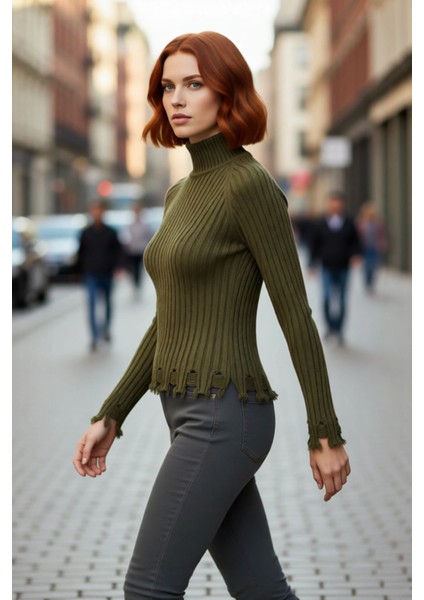 Kadın Şık Fitted Crop Uzun Reglan Kollu Dik Yaka Fitilli Triko Kazak Kış Günleri Için Ideal Model fırsatları