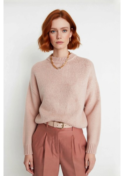 Kadın Kışlık Oversize Basic Triko Kazak Bisiklet Yaka Düşük Kollu Rahat ve Şık Günlük Stil fiyatları