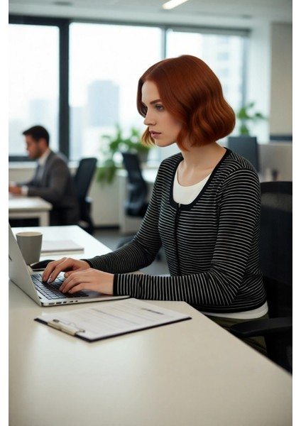 Kadın Cool Comfort Basic Çizgili Regular Kalıp Uzun Kol Triko Crop Hırka Günlük Stili Kaliteli