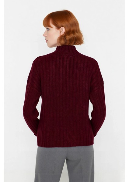 Kadın Casual Fitilli Triko Kazak Orta Kalınlık Dik Yaka Düşük Kol Rahat ve Trend Kış Stili modelleri