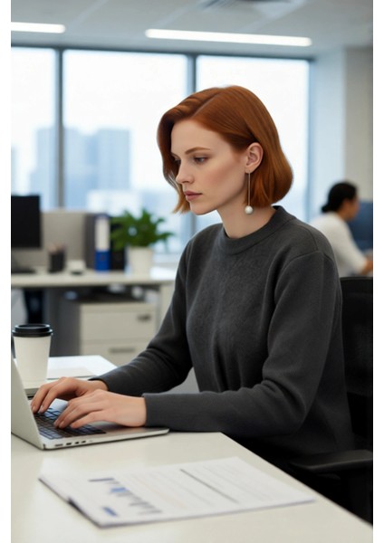 Kadın Akrilik Triko Kazak Regular Kalıp Bisiklet Yaka Inci Detaylı Gündüzden Geceye Konfor