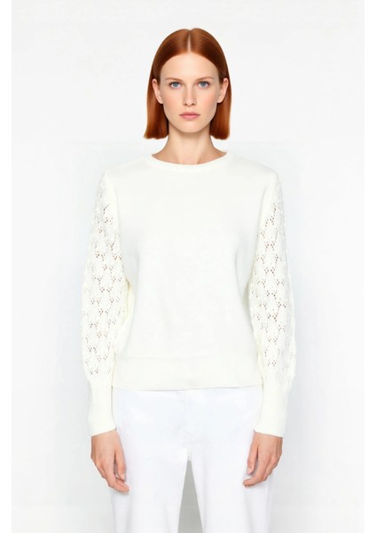 Kadın Triko Akrilik Bisiklet Yaka Ajurlu Kollu Basic Kazak Kış Ayları Için Şık ve Rahat Kaliteli fiyatları