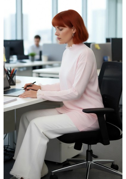 Kadın Feminine Persona Kışlık Regular Kalıp Düşük Kol Pike Dokuma Düz Desen Tunik Kazak Modeli