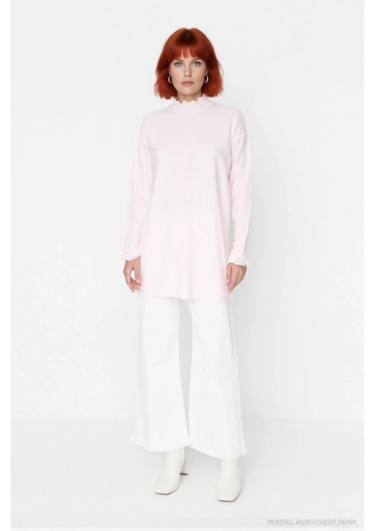 Kadın Feminine Persona Kışlık Regular Kalıp Düşük Kol Pike Dokuma Düz Desen Tunik Kazak Modeli fiyatları