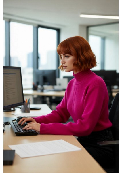 Kadın Düz Desen Dik Yaka Balon Kol Crop Kesim Triko Kazak Kışlık Akrilik Karışımlı Günlük Giyim fırsatları