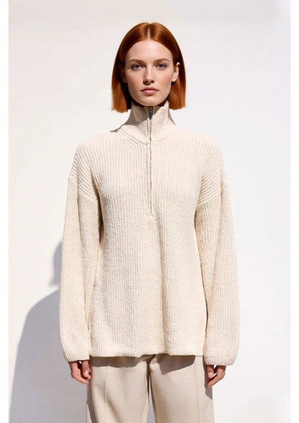 Kadın Basic Siluet Uzun Boy Düz Desen Rahat Kesim Kalın Triko Kazak Kış Kombinleri Için Kaliteli