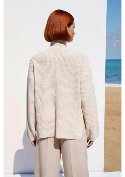 Kadın Basic Siluet Uzun Boy Düz Desen Rahat Kesim Kalın Triko Kazak Kış Kombinleri Için Kaliteli fiyatları